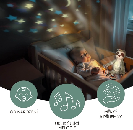 Zopa Plush Sleepy Toy with Projector and Melodies Monkey projektor s melodií