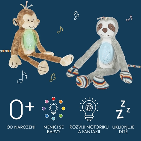Zopa Plush Sleepy Toy with Projector and Melodies Monkey projektor s melodií