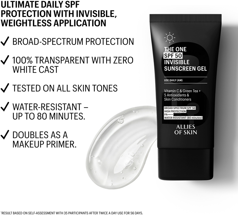 Allies of Skin The One Invisible Suncscreen Gel Invisible Mattifying ...