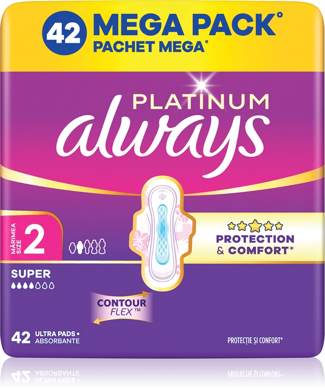 Always Platinum Super (Size 2) Sanitary Pads with Wings 42