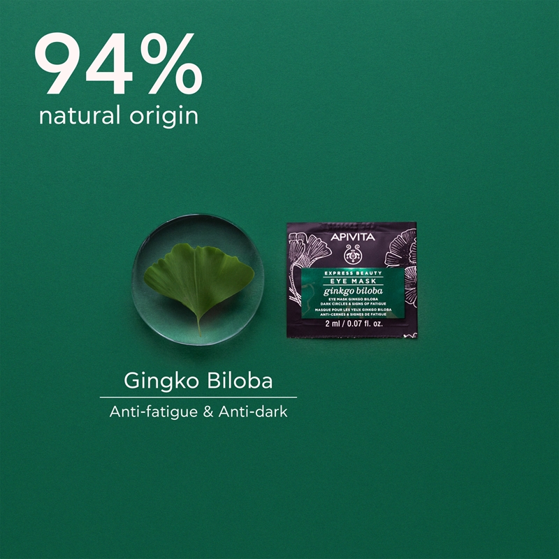 Apivita Express Augenmaske Mit Ginkgo Biloba - Gegen Augenringe & Schwellungen, 2x2 Ml