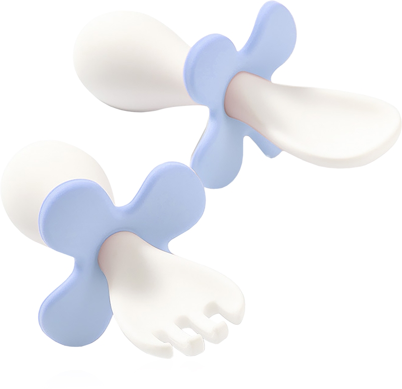 Saro Nature Posate in Silicone e Acciaio Elefanti Grigi