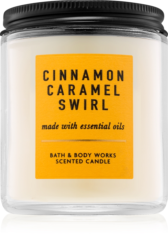 Bath & Body Works Cinnamon Caramel Swirl scented candle With Essential