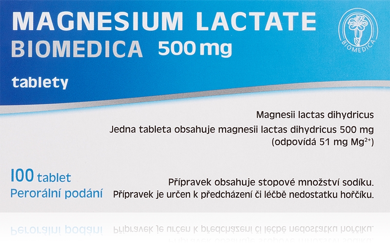 Biomedica Magnesium Lactate 500 mg tablety k prevenci a odstranění
