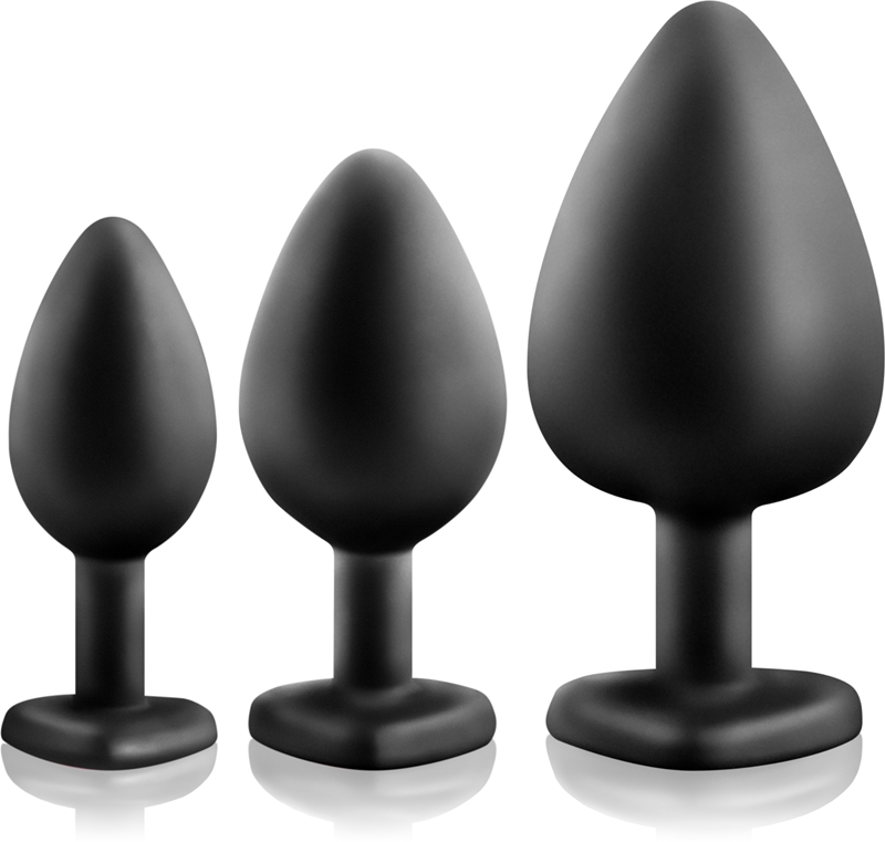 Luxe Bling Butt Plugs Silicone Training Kit with Rainbow Gems (3 Size Kit main image 0