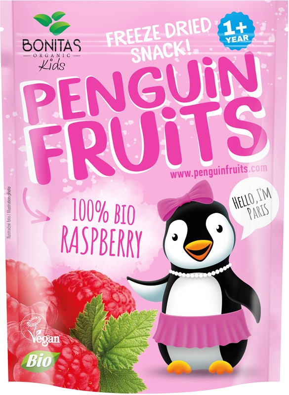 Bonitas Penguin Fruits Raspberry mrazom sušené ovocie v BIO kvalite ...