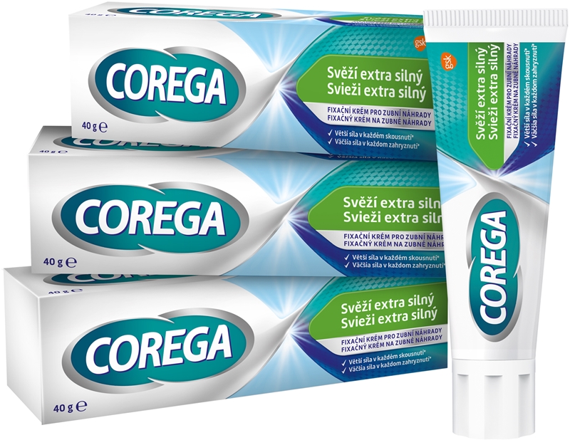 Corega Reklama Corega Fresh Extra Strong лепило крем за зъбни протези | notino.bg