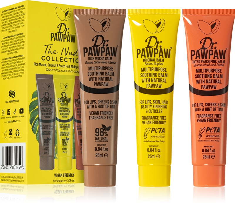 Dr. PAWPAW Nudes Balm Geschenkset – 3x 25 Ml, Mehrzweck-Balsam, Vegan