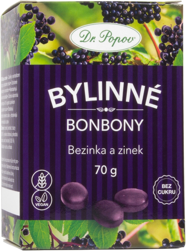 Dr. Popov Bylinné bonbony Bezinka a zinek bonbóny | notino.cz