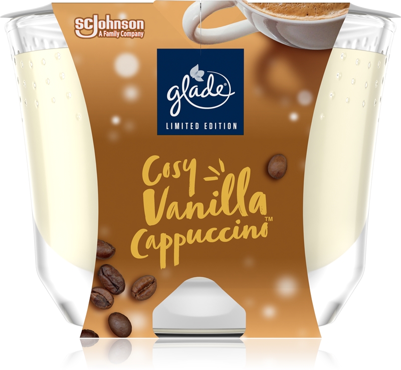 GLADE Cosy Vanilla Cappuccino scented candle with aroma Vanilla Foam
