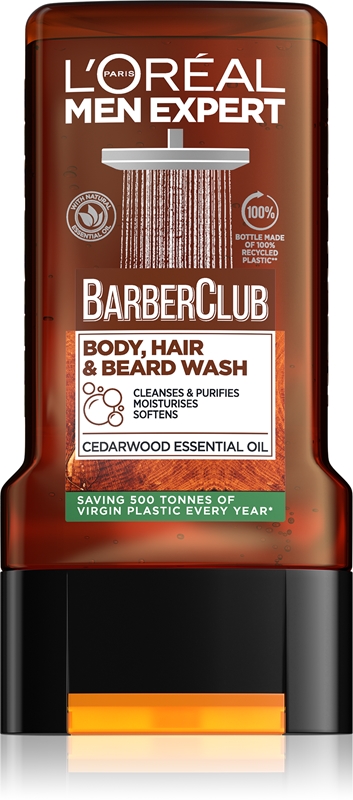 Lot De 2 Gels Douche L'Oréal Men Expert Barber Club Cèdre - 300 Ml Chacun, PH Neutre