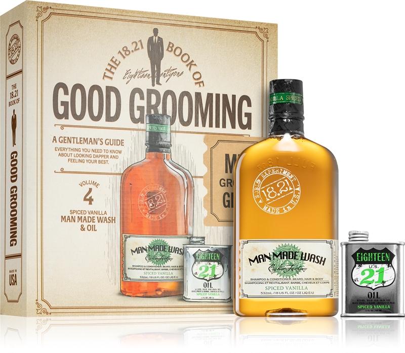 18.21 Man Made Book Of Good Grooming Set – Sweet Tobacco For Men, 2-teilig, Als Buch Getarnt
