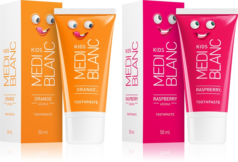 MEDIBLANC KIDS Orange & Raspberry toothpaste for children double ...