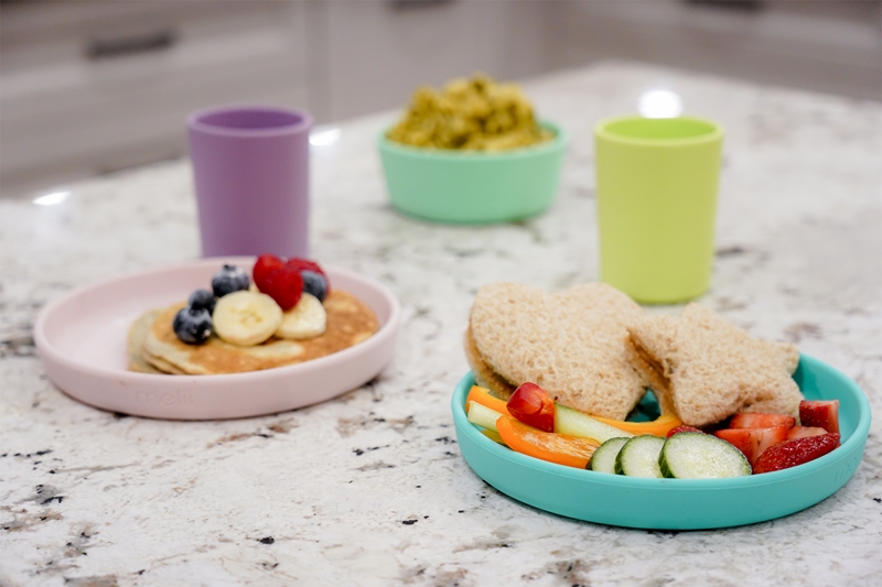 Melii 3 Piece Silicone Meal Set - Plate, Bowl & Cup (Turquoise, Green, Mint)