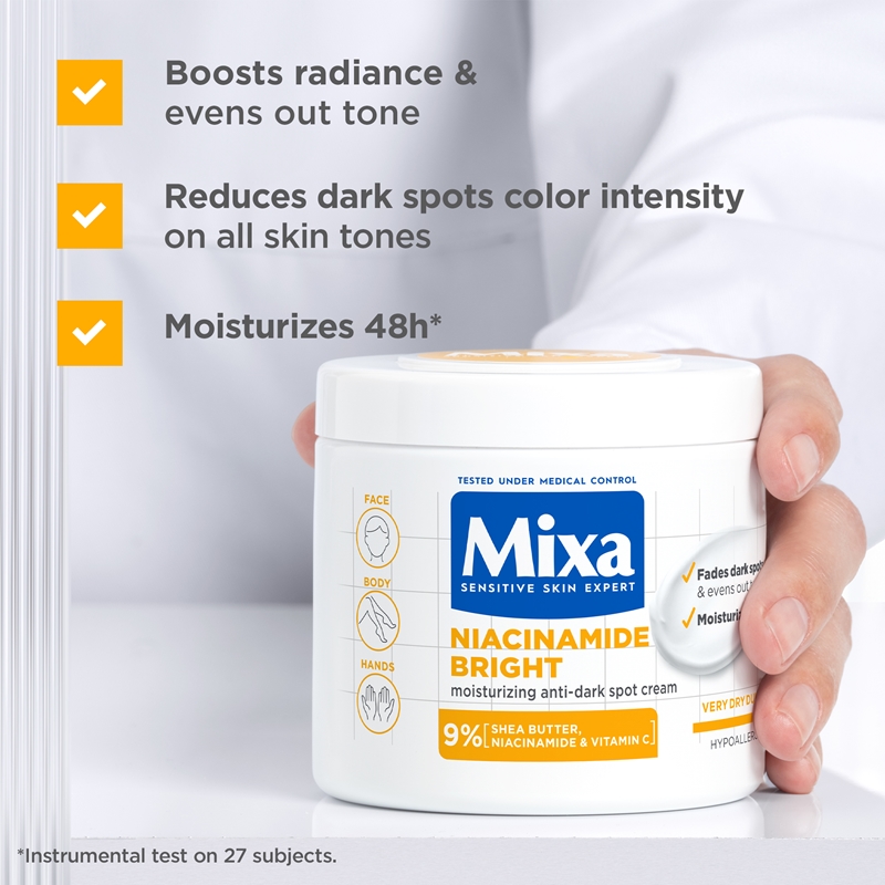 Crème Hydratante Anti-taches Mixa Cica + Niacinamide - Peaux Sèches Et Ternes - 400ml
