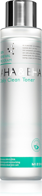 Mizon Skin Renewal Program AHA & BHA Daily Clean Toner Gently Cleansing ...