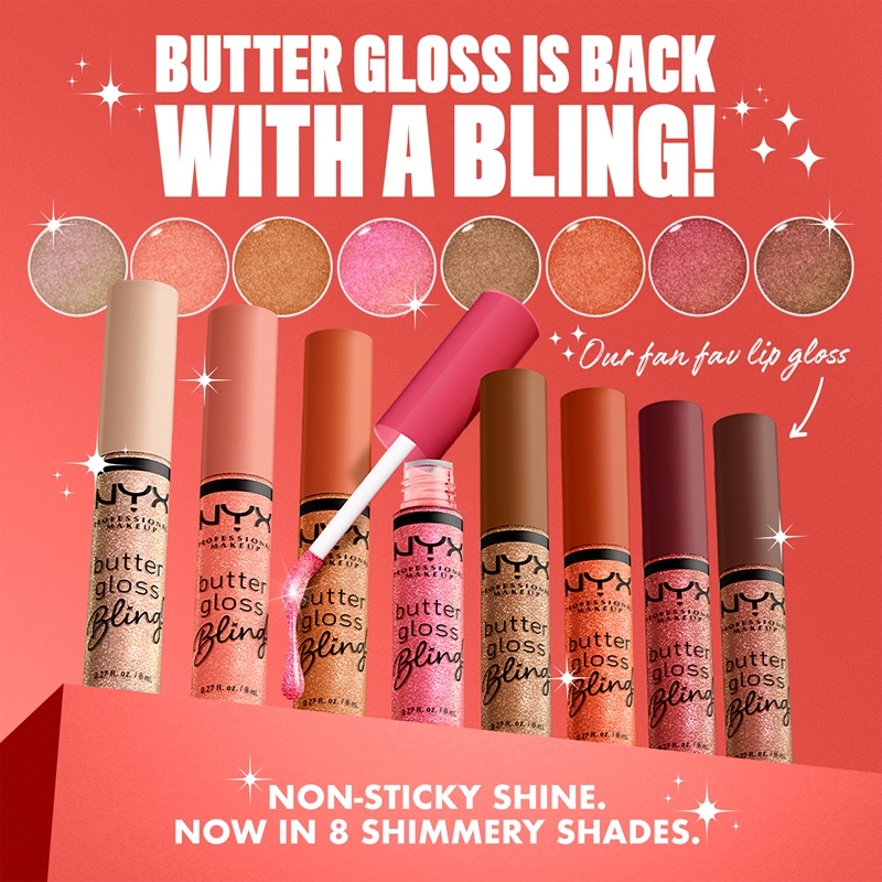 NYX Professional Makeup Butter Gloss Bling lip gloss glittering ...