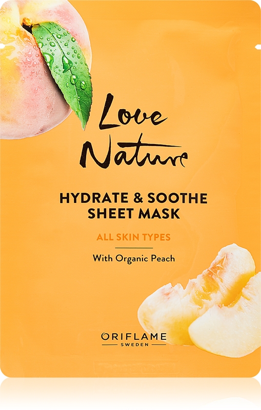 Oriflame Love Nature Peach Moisturising face sheet mask notino.ie