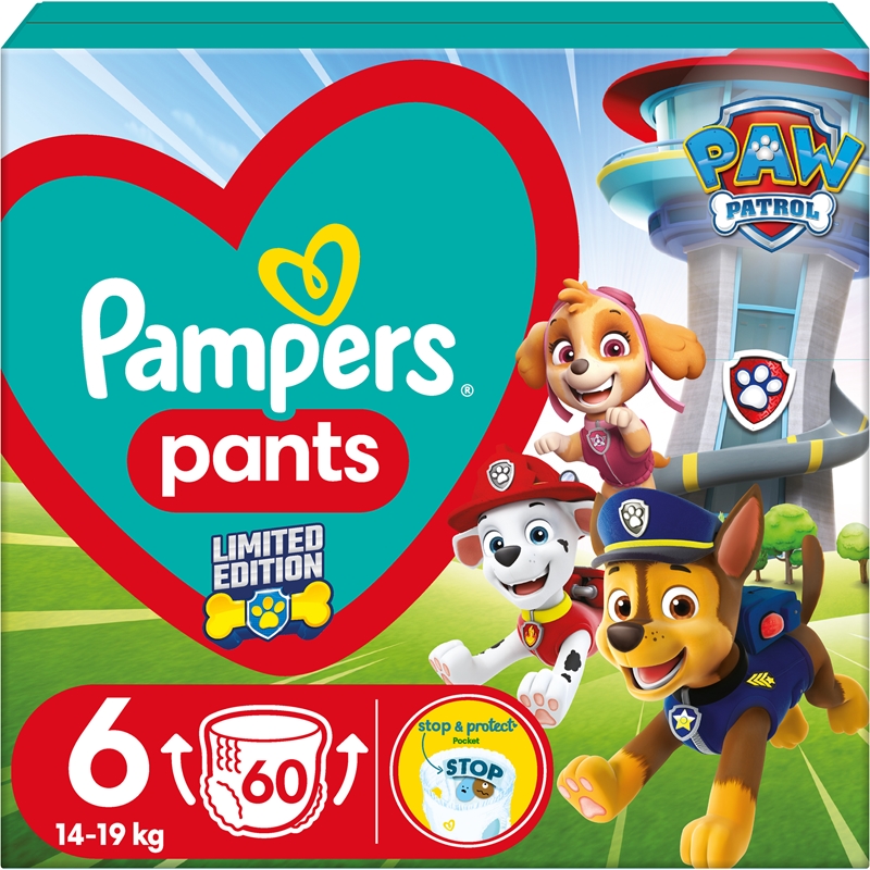 Pampers Active Baby Pants Paw Patrol Size 6 Disposable Nappy Pants