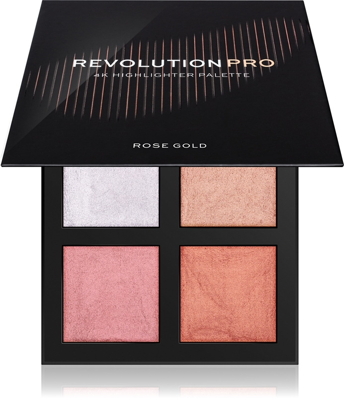 Revolution Pro 4K Highlighter Palette – Rose Gold, Für Strahlenden Glow, Perfekt Zum Contouren & Highlighten