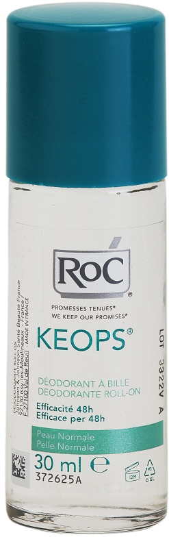 Roc Keops Deodorant Roll-On Für Starkes Schwitzen – 2x30 Ml, Ohne Parfüm & Alkohol, Für Sensible Haut