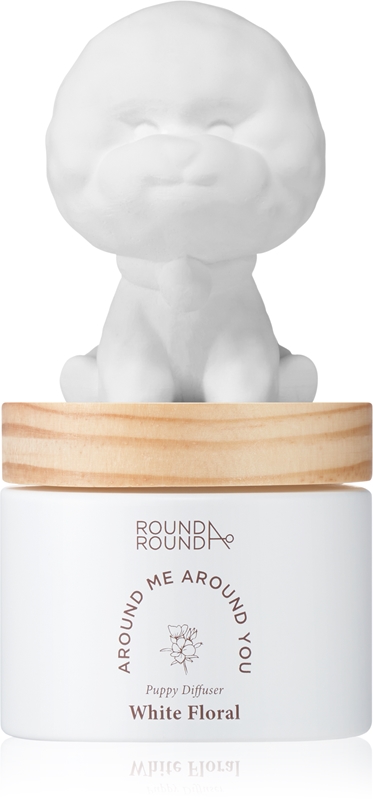 ROUND A‘ROUND Puppy Fluffy Bichon - White Floral aroma diffuser with ...