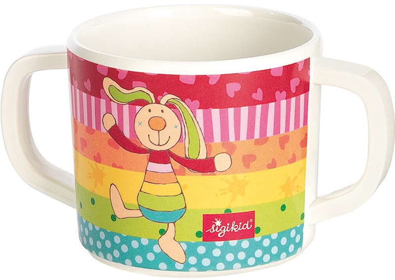 Sigikid 25390 Tasse Enfant Lapin Rainbow Rabbit RPET - Tasse Antidérapante 2 Poignées Dès 2 Ans