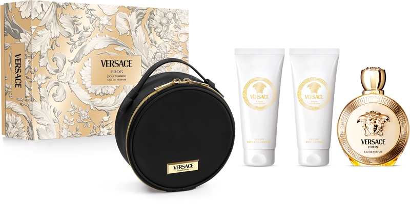 VERSACE Eros pour Homme Eau de Parfum Spray 100 ml + Duschgel 100 ml + Körperlotion 100 ml + Kulturbeutel