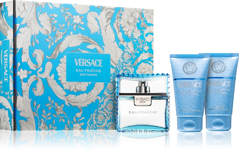 VERSACE Eau Fraîche pour Homme Eau de Toilette Spray 100 ml + Duschgel 50 ml + Aftershave Balm 50 ml