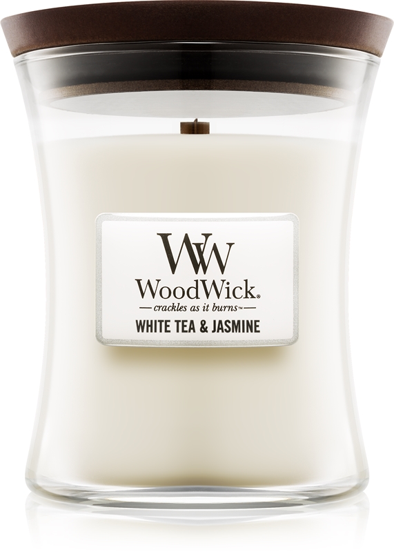 Woodwick White Tea & Jasmine bougie parfumée avec mèche en bois notino.fr