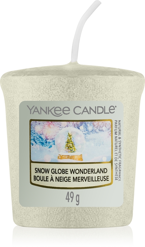 Set Regalo Yankee Candle: 3 Candele Votive Profumate Snow Globe Wonderland (White Spruce, Silver Sage, Smoked Vanilla)