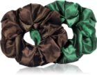 BrushArt Hair Large satin scrunchie set Hårsnoddar Brown & Green