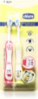 Chicco Toothbrush Set 3-6 y+ Zahnbürste mit Saugnapf für Kinder Hippo-Panda