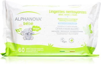 Alphanova Baby Bio extra finom nedves törlőkendő tisztításra gyermekeknek születéstől kezdődően