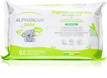 Alphanova Baby Bio toalhitas de limpeza humedecidas extra suave sem perfume