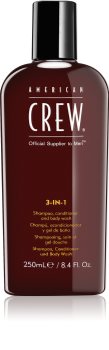 American Crew Hair & Body 3-IN-1 sampon, balsam si gel de dus 3in1 pentru barbati