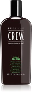American Crew Hair & Body 3-IN-1 Tea Tree Šampoon, palsam ja dušigeel kolm-ühes meestele