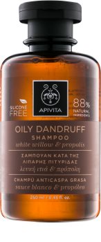 Apivita Holistic Hair Care White Willow & Propolis champô anticaspa para cabelo oleoso