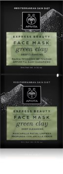 Apivita Express Beauty Green Clay дълбоко почистваща маска за лице за озаряване на лицето