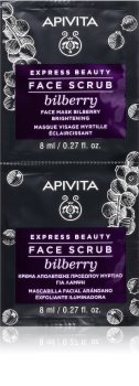Apivita Express Beauty Bilberry exfoliante limpiador intensivo para iluminar la piel