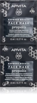 Apivita Express Beauty Propolis καθαριστική μαύρη μάσκα για λιπαρή επιδερμίδα