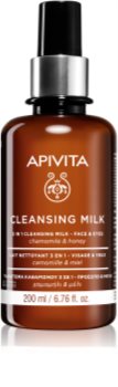 Apivita Cleansing Chamomile & Honey leche limpiadora 3 en 1 para rostro y ojos