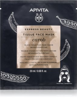 Apivita Express Beauty Carob тканевая детокс-маска с увлажняющим эффектом