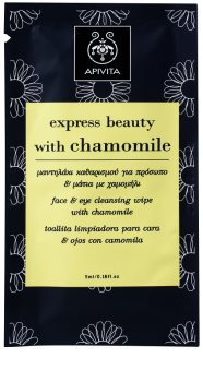 Apivita Express Beauty Chamomile toalhete para limpeza e remoção de maquilhagem para rosto e olhos