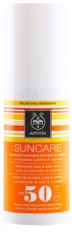 Apivita Sun Care Sea Lavender & Propolis opalovací mléko na obličej a tělo SPF 50