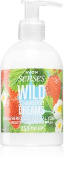 Avon Senses Wild Strawberry Dreams sabão liquido para mãos com aroma de morangos