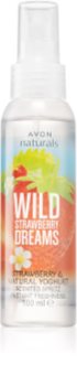 Avon Naturals Wild Strawberry Dreams kūno purškiklis braškių kvapo