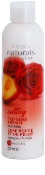 Avon Naturals Body lait corporel hydratant à la rose rouge et pêche