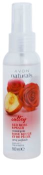 Avon Naturals Body tělový sprej s červenou růží a broskví