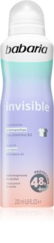 Babaria Deodorant Invisible Antiperspiranttisuihke Käsittelee Valkoisia Ja Keltaisia Tahroja